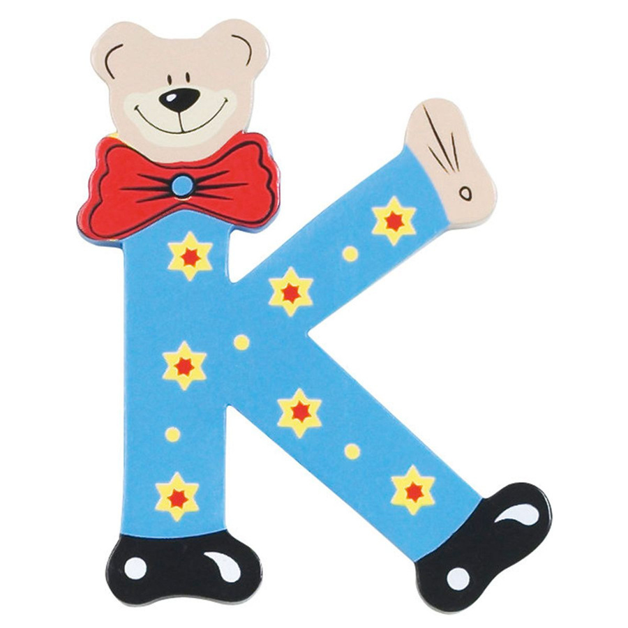 Playshoes Holzbuchstabe K mit Bär Motiv in Blau und Multicolour - Bild 1