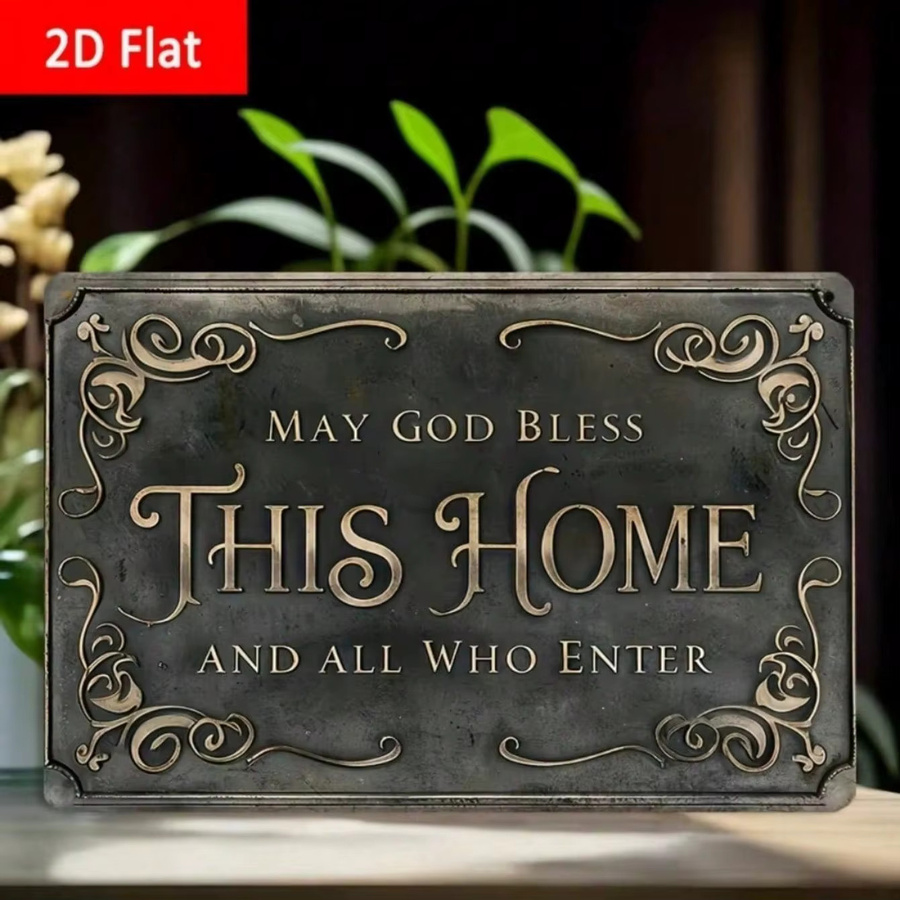 Religiöses Metallwandschild God Bless This Home von CIFBUY als inspirierende Wanddekoration für dein Wohnzimmer oder deinen Flur - Bild 4