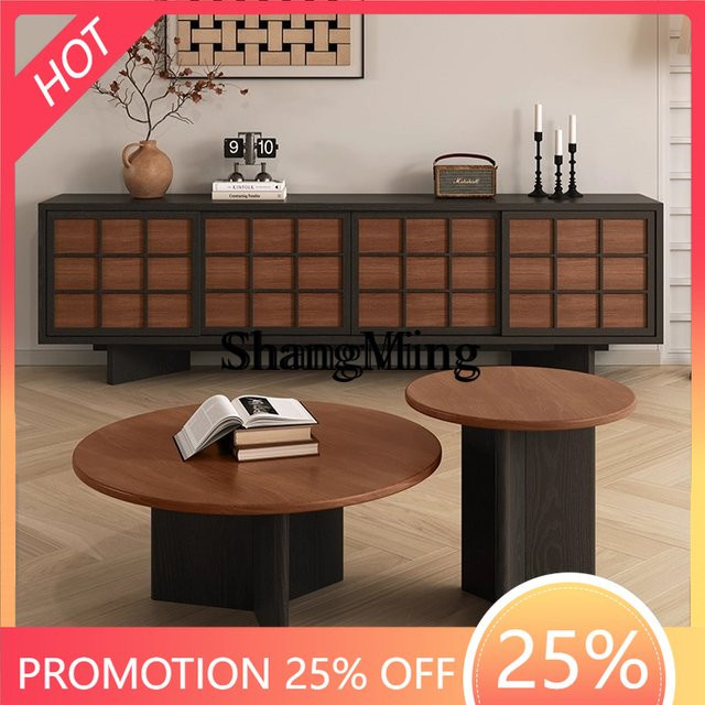 SM Home Retro TV-Schrank aus Holz in Braun mit integrierter Aufbewahrung für kleine Wohnungen - Bild 1