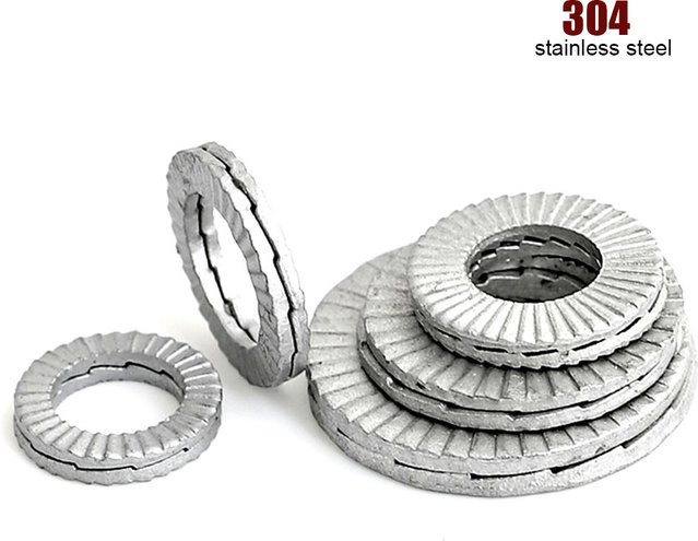 TINGGOO Doppeldeck selbstsichernde Unterlegscheiben DIN 25201 aus 304 Edelstahl in Silber - Bild 1