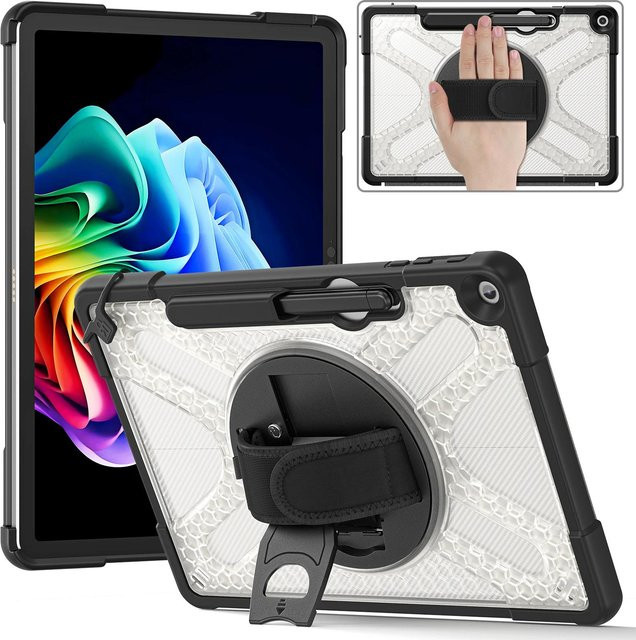Stoßfeste Hybridhülle für Microsoft Surface Pro 12 Zoll in Schwarz mit Stifthalterung und Handschlaufe für 3-Schichten-Schutz - Bild 1