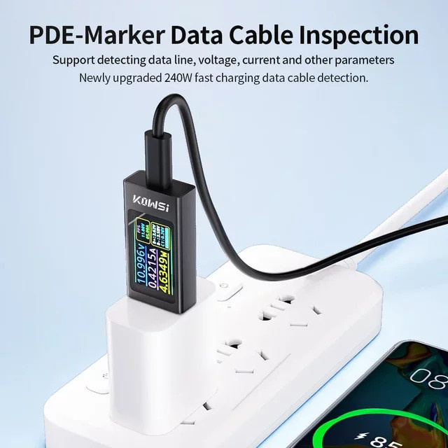 Diymore KWS-X1/KWS-1902L USB-Tester Voltmeter Amperemeter in Schwarz mit USB-C, DC 4-30V 0-12A, Schnellladungserkennung, Trigger und Kapazitätsmessung - Bild 1