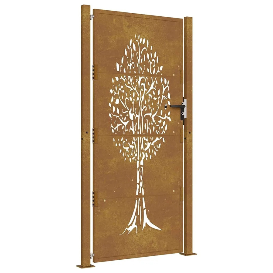 vidaXL Gartentor aus Cortenstahl in Braun mit Baumdesign, B: 110 cm, H: 180 cm - Bild 2