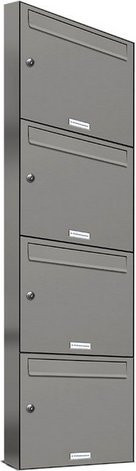 AL Briefkasten für 4 Parteien, Aufputzmontage, grau, B/H/T: 38,5 x 138,6 x 11,6 cm - Bild 1