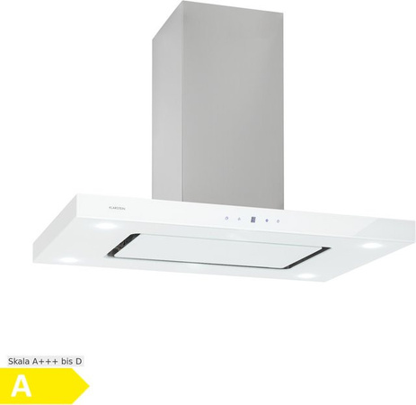 Klarstein Inselhaube Valeria in Edelstahl und Glas mit LED-Display, Breite: 90 cm