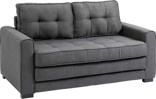 HOMCOM Schlafsofa 2-Sitzer mit Schlaffunktion aus Gummiholz und Polyestergewebe in Grau, B/T/H: 147,5 x 75 x 85 cm - Bild 1