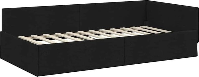 vidaXL Eckbettgestell mit Kopfteil in Schwarz aus Stoff mit asymmetrischer Chaiselongue B/T/H: 100 x 200 x 140 cm - Bild 1
