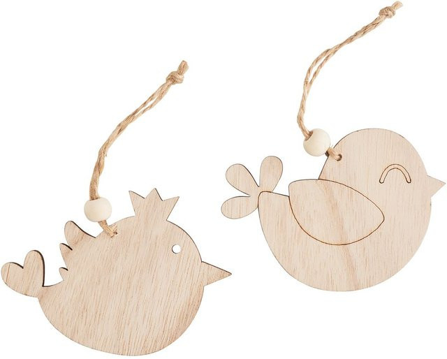 VBS Holz-Anhänger Vögel in Beige aus Sperrholz mit Juteband - Bild 1