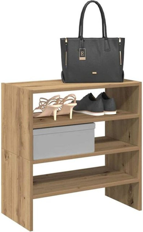 Vidaxl Schuhregale 2er Set stapelbar in Eiche Natur Braun B/T/H: 60 x 30 x 30,5 cm - Bild 1