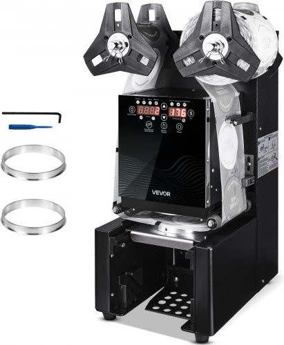 VEVOR Becherversiegelungsmaschine Schwarz mit Digitalanzeige für Boba-Tee und Kaffee, 500–650 Tassen pro Stunde, passend für 190 mm hohe und 90/95 mm große Becher - Bild 1