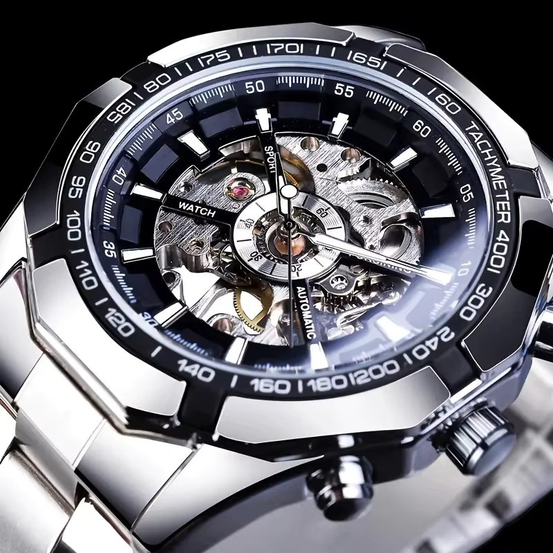 LUOLINGONGJUE Armbanduhr Automatik, Edelstahl, Skelett, Herren - Bild 1