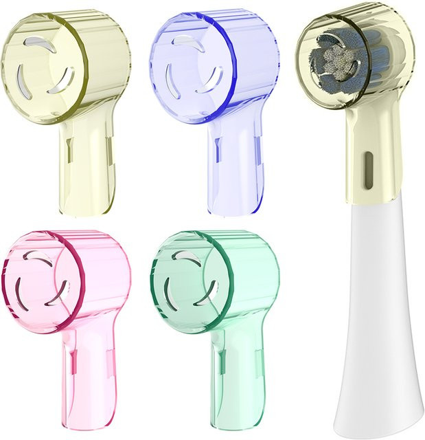4-teiliges Set Ersatzbürstenaufsätze kompatibel mit Oral-B iO inklusive Staubschutzhüllen und Schutzdeckeln, transparent und mehrfarbig - Bild 1