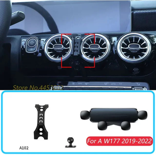Autotelefonhalter mit Sockel 1 für Mercedes Benz A W177 (2019-2022), horizontale Schwerkraft-Mobilhalterung in Schwarz - Bild 1