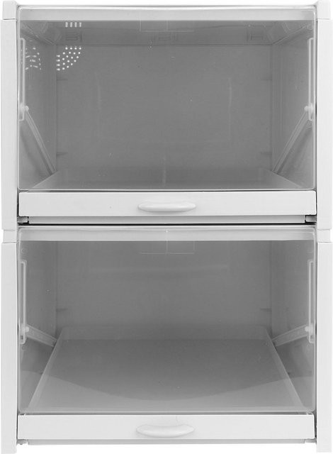 Aimo Schuhkarton Organizer aus Kunststoff, 2 Stück, Weiß, B: 33,2 cm, T: 25,8 cm - Bild 1