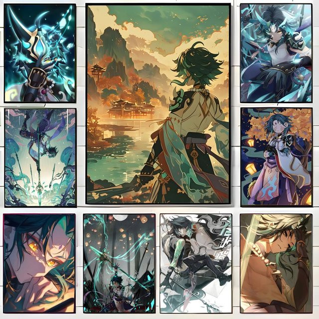 Kayou Genshin Impact Xiao Leinwandposter als dekoratives Wandbild in Schwarz und Multicolour - Bild 1
