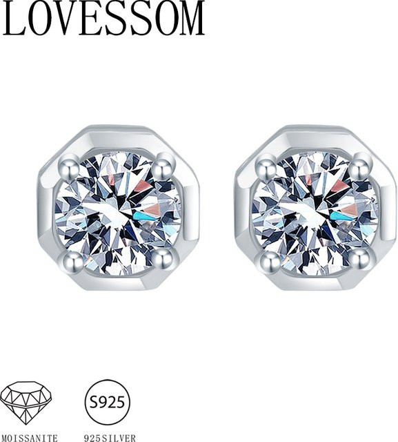 LOVESSOM Ohrringe, 925 Silber, Moissanit, Unisex - Bild 1
