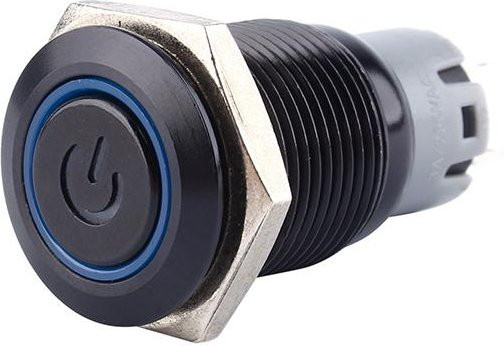 Wosawe Outdoor Sports Wasserdichter LED Druckschalter 12V 3A 16mm Auto Verriegelung Ein-Aus Grau - Bild 1