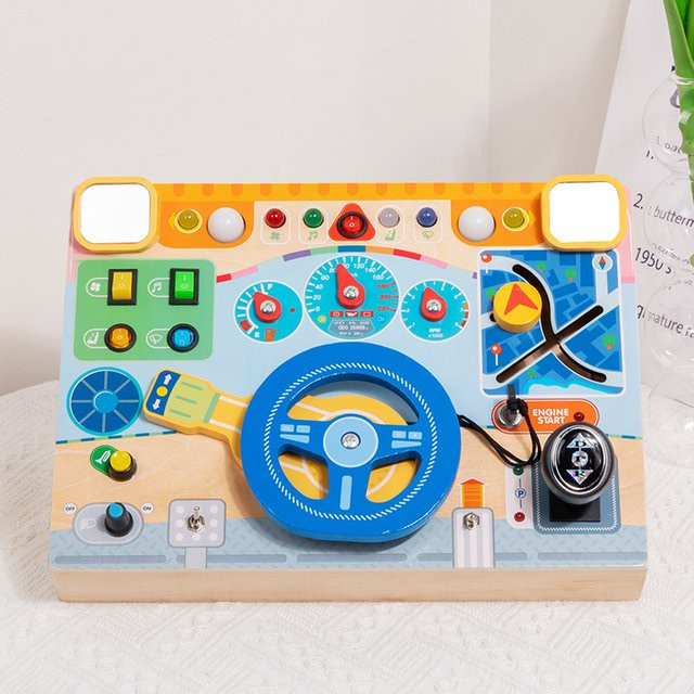 Tlewj Kinder-Auto-Armaturenbrett-Spielzeug, Holz, Mehrfarbig - Bild 1