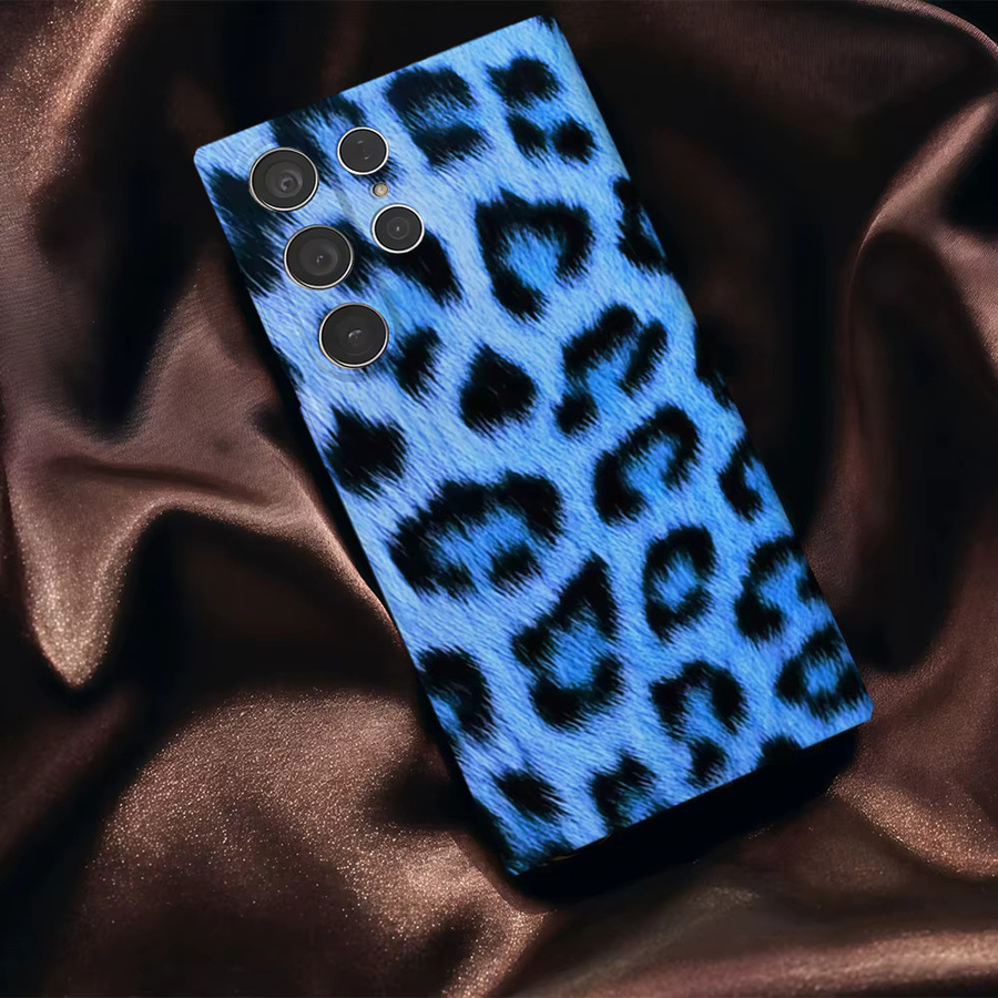 Potdemiel Handyhülle mit Leopardenmuster in Tiefblau für Samsung Galaxy S25, S24, S23 Ultra Plus, A35 und A55 mit glänzender HD-Hartschale - Bild 4