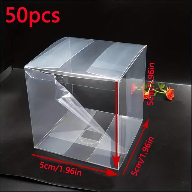 50 Stück transparente Geschenkboxen aus PVC für Hochzeiten und Partys, B/T/H: 5 x 5 x 5 cm - Bild 1