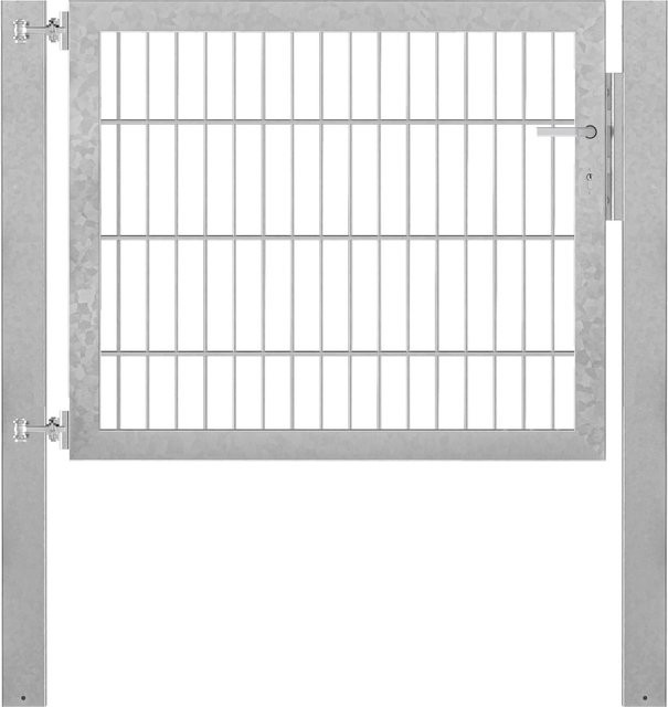 Einzeltor Flexo Plus aus feuerverzinktem Stahl in Silber, Breite: 100 cm, Höhe: 80 cm, inklusive Pfosten Breite: 80 cm, Tiefe: 80 cm - Bild 1