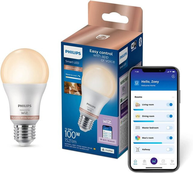 Philips WiZ LED WLAN Leuchtmittel E27, Warmweiß, 12,5 W, 1521 lm - Bild 1
