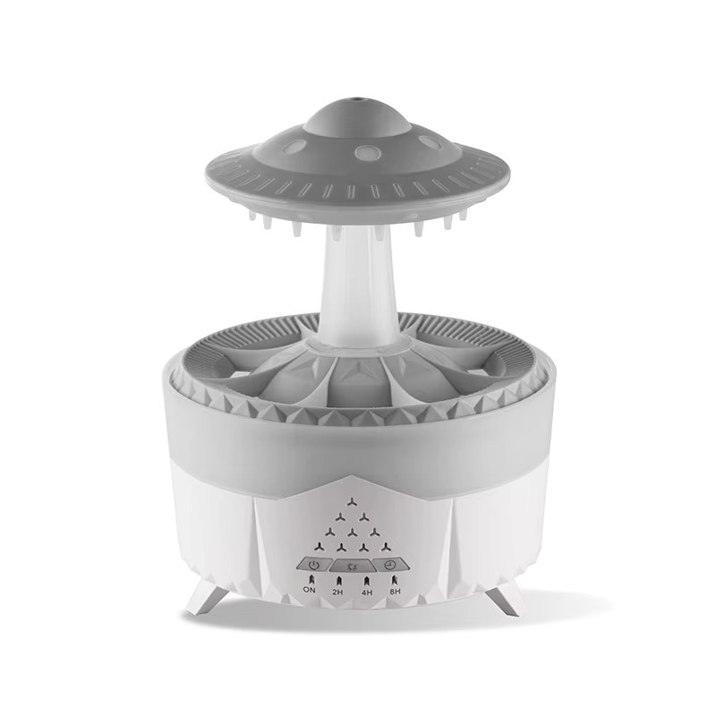 JFBONIN UFO Regentropfen-Luftbefeuchter mit Aromatherapie und USB-Anschluss, Weiß - Bild 5