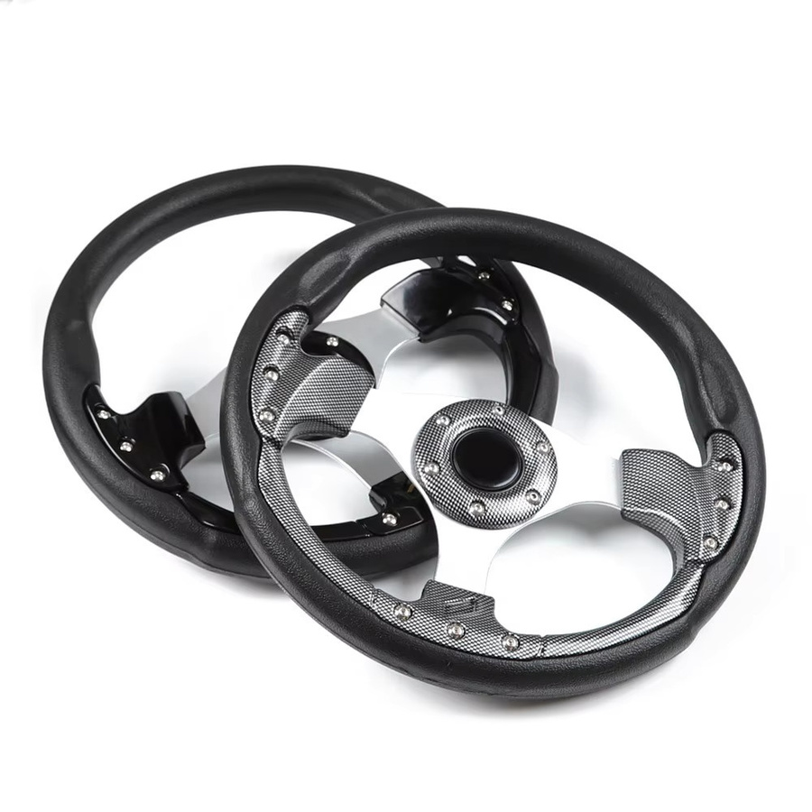 Universal Sport Lenkrad im Classic Racing Design aus PU und PVC, 320 mm, Schwarz/Carbon Fiber Style - Bild 1