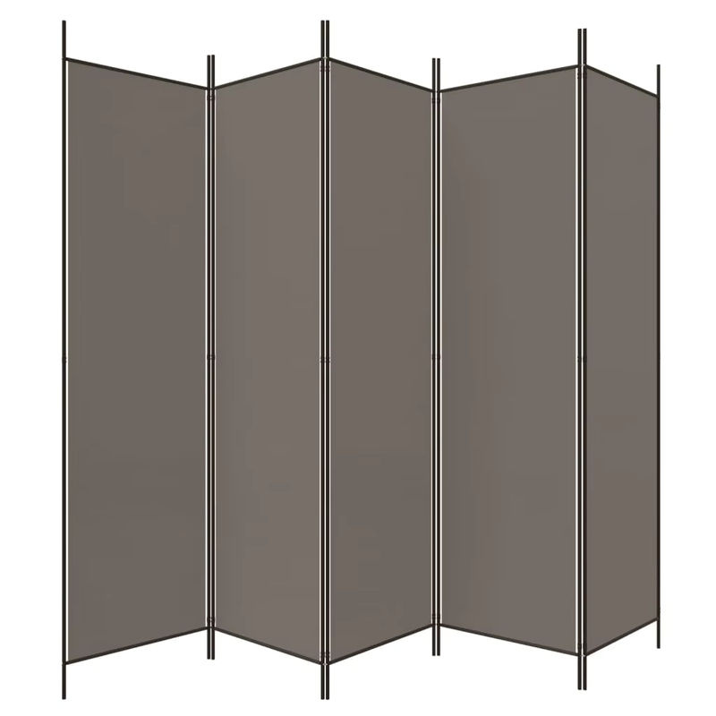Anthrazitfarbene Trennwand mit 5 Textil-Paneelen als Sichtschutz, B: 250 cm, H: 200 cm - Bild 3