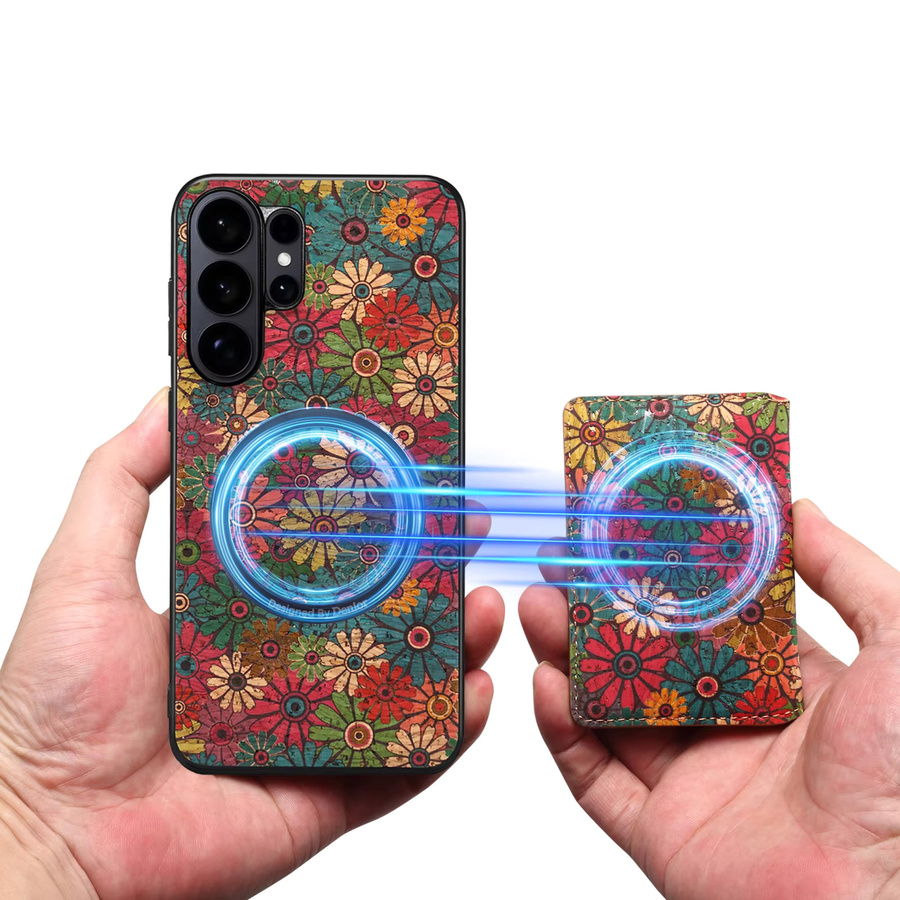 Denior Magnetische Kork Handyhülle mit abnehmbarer Kartentasche für Samsung Galaxy S26 S25 S24 kompatibel mit MagSafe und kabellosem Laden - Bild 2