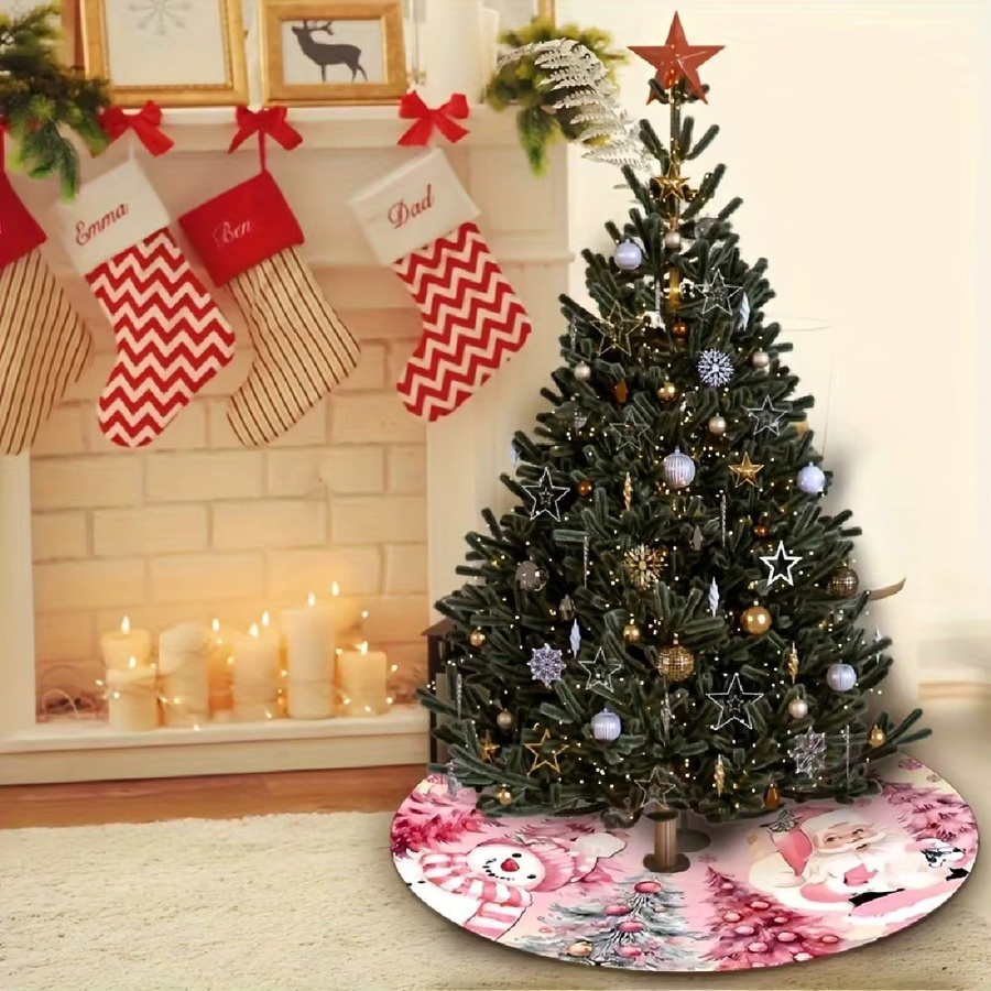 VIKAMA Weihnachtsbaum-Kleidung für Erwachsene in Rosa mit Schneemann- und Weihnachtsmann-Motiven zur Heimdekoration - Bild 2