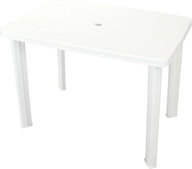 vidaXL Gartentisch aus Kunststoff in Weiß, B/T/H: 101 x 68 x 72 cm - Bild 1