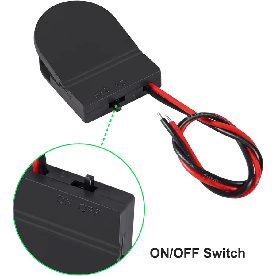 Knopfbatteriehalter für CR2032 3V Knopfzellen mit Schalter und Abdeckung, Schwarz - Bild 3