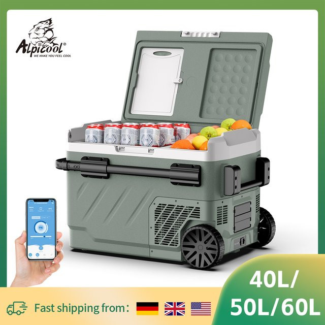 Alpicool EZGW Kompressorkühlschrank mit Gefrierfach für Camping und BBQ, Farbe: Grau - Bild 1