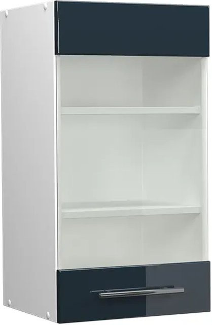 Vicco Glashängeschrank Fame-Line Küchenschrank mit Glastüren in Weiß und Dunkelblau Hochglanz - Bild 2