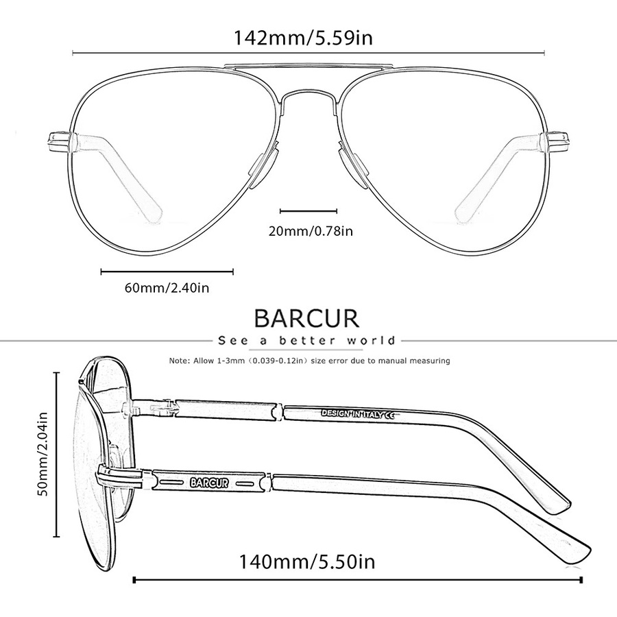 BARCUR Sonnenbrille, oval, Vollrand, Metall - Bild 4