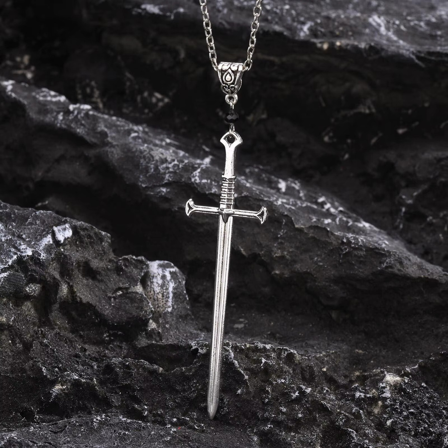 prjewel Halskette, Schwert Kreuz Anhänger, Silber, Unisex - Bild 3