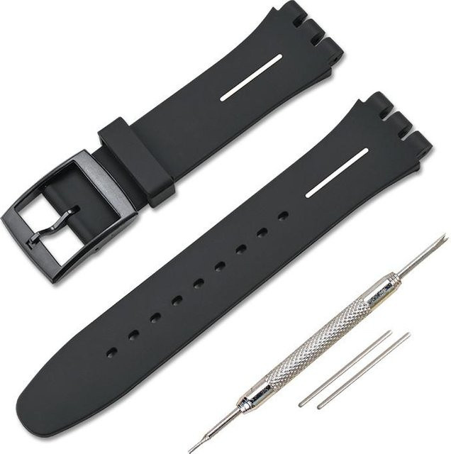 Agood Uhrenarmband Silikon, 17mm, schwarz/weiß, Unisex - Bild 1