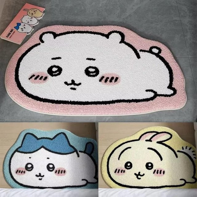 Chiikawa Anime Teppich mit Hachiware und Usagi, rutschfeste Plüsch Bodenmatte für Wohnzimmer oder Badezimmer, B/T: 60 x 40 cm - Bild 1