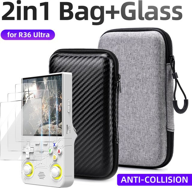 2-in-1 Set für R36 Ultra mit 9H gehärteter Glas Displayschutzfolie und grauer Reise-Aufbewahrungstasche - Bild 1