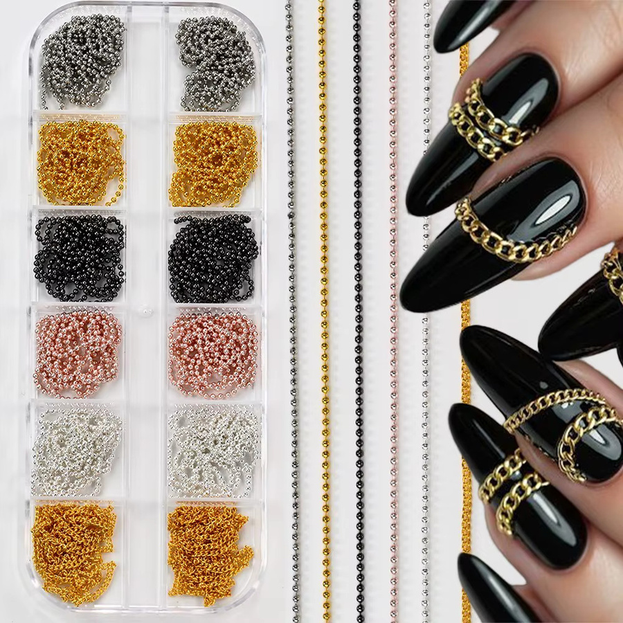 MingLee Nagelkunst-Charms, 12er-Set, Metallketten, Silber, Metallic - Bild 2
