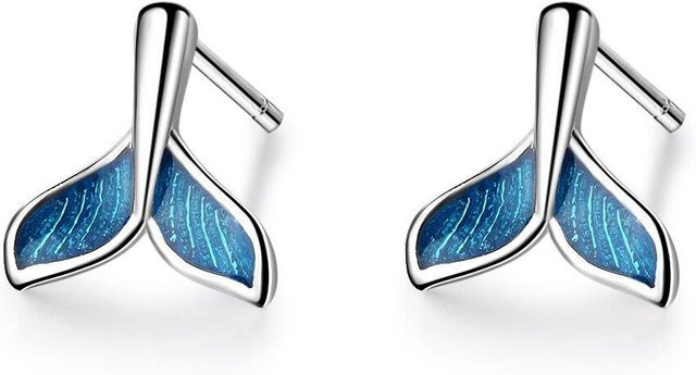 YIRAN Jewelry Ohrstecker 925 Sterlingsilber, Meerjungfrauenschwanz, Unisex, grau - Bild 1