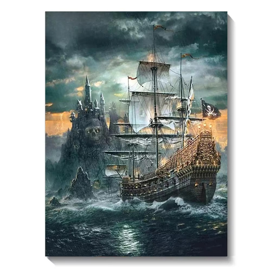 QIZITENG DIY Segelboot Landschaft Muster Diamant Malerei Set, Bunt / Mehrfarbig, für Erwachsene - Bild 5