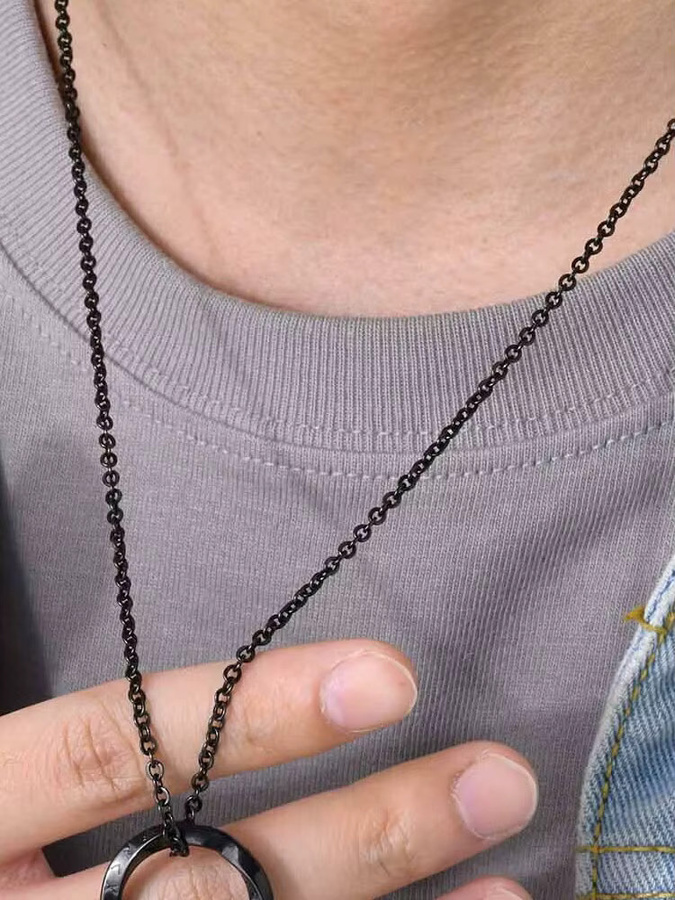prjewel Anhänger-Halskette, Edelstahl, Dreieck-Charm, Schwarz, Unisex - Bild 1