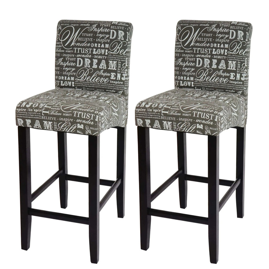 2er-Set MCW Barhocker C33 in Grau mit Textilbezug und Retro-Look - Bild 2
