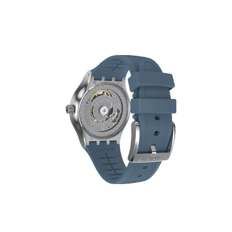 Swatch Armbanduhr Automatik, Edelstahlgehäuse, 42 mm, Kautschukarmband, Herren - Bild 3