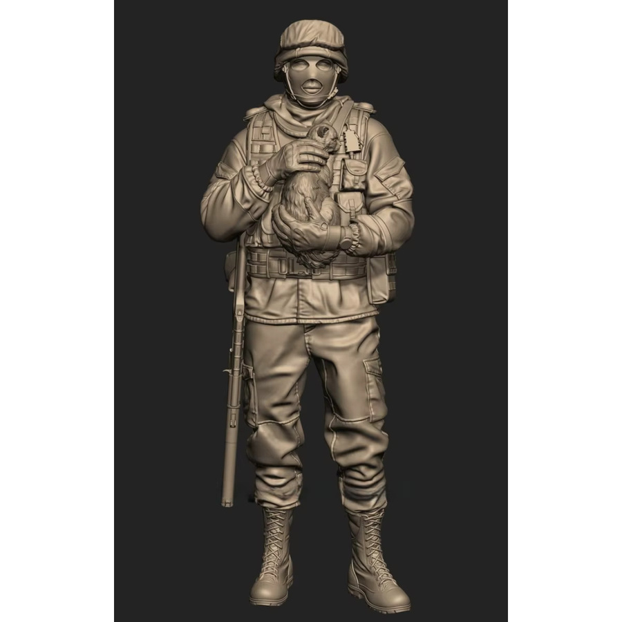GK Russischer Soldat und Katze, Resin-Soldatenmodell, 1/35, unmontierter und unbemalter Bausatz - Bild 1