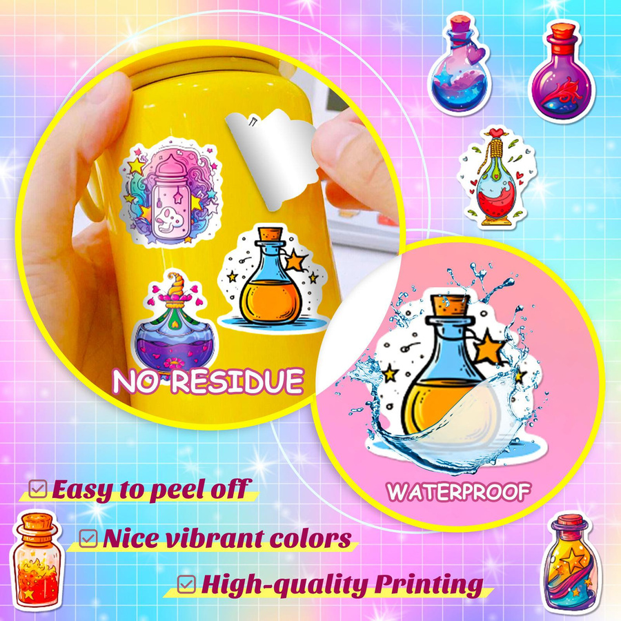 50 Magische Medizinflaschen-Aufkleber Fantasy Cartoon Apotheker Hexe - Bild 2
