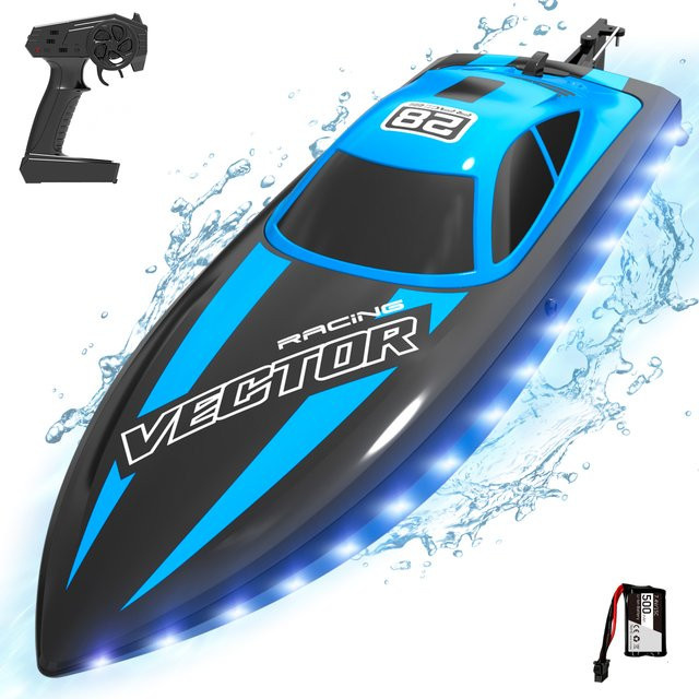 Volantex RC-Boot, Hochgeschwindigkeits-Elektro-Rennboot, mit Licht & Niedrigbatterie-Alarm, Wasserdicht - Bild 1