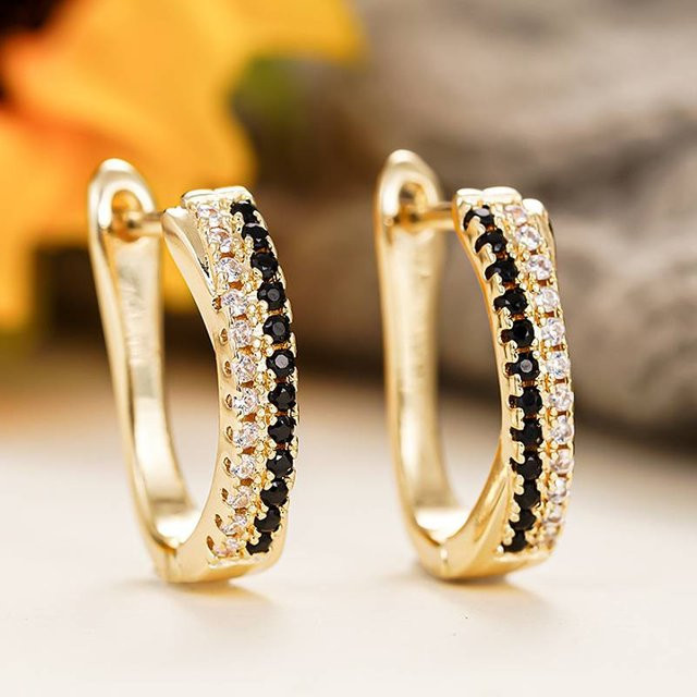 Huitan Creolen, Gold, Zirkonia, Damen - Bild 1